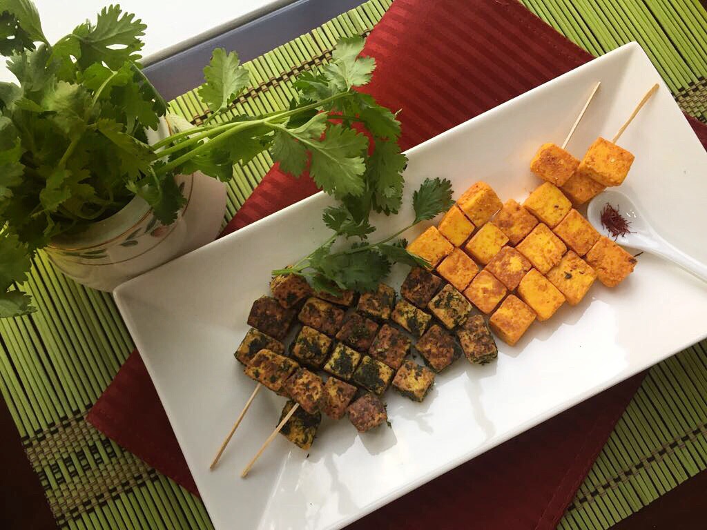 Pan Roasted Paneer with Cilantro and Saffron