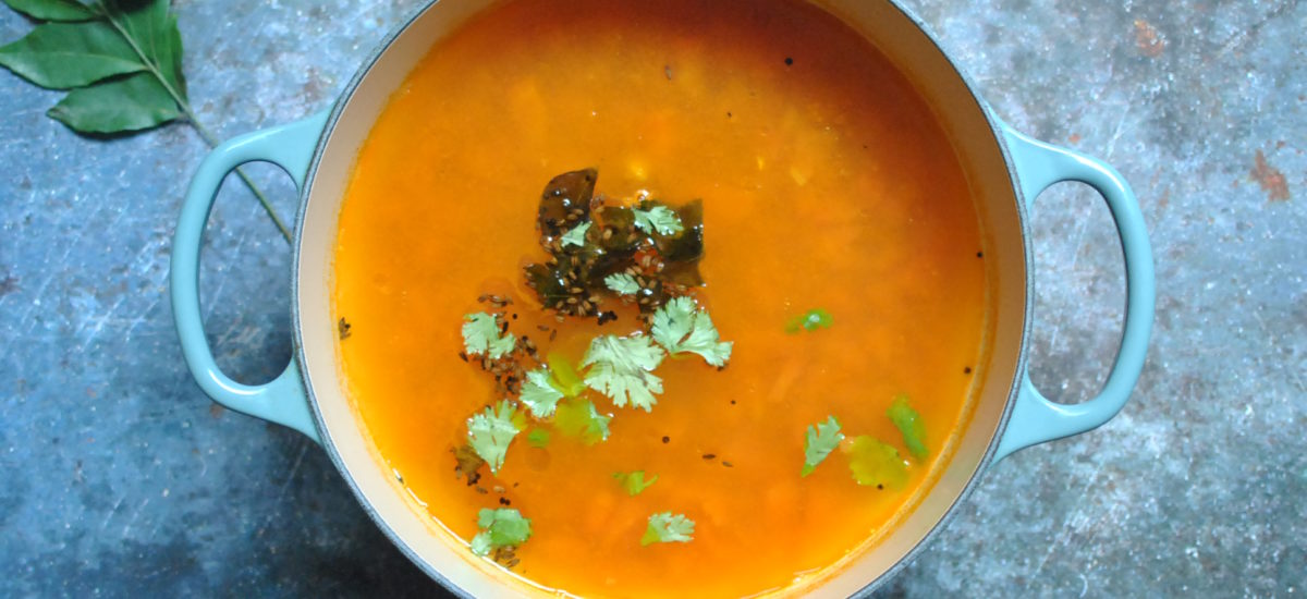South Indian Tomato Rasam (Tomato Lentil Soup)
